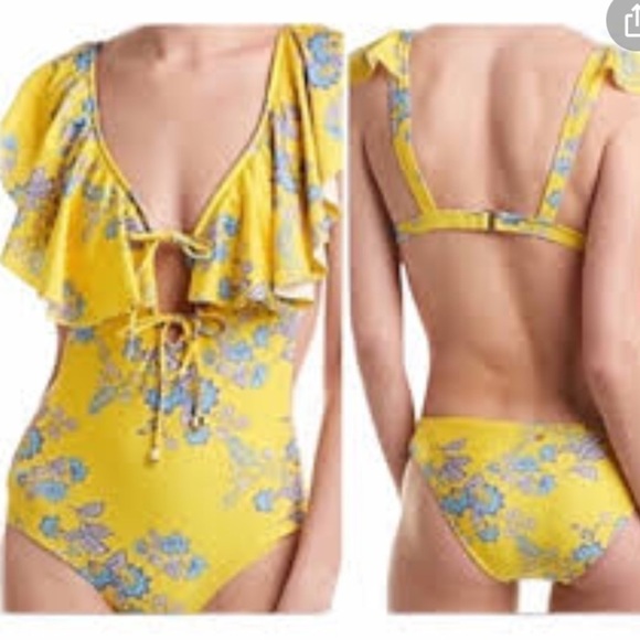 Sam Edelman Floral Ruffle One Piece Swimsuit - Picture 3 of 11